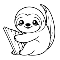 Vector illustration of a cute Sloth doodle for children worksheet