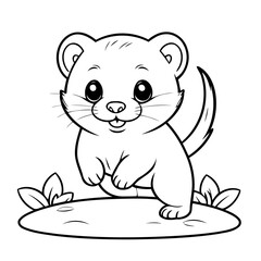 Cute vector illustration Ferret for children colouring activity