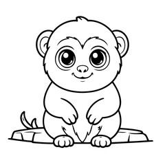 Vector illustration of a cute Marmoset drawing for toddlers colouring page