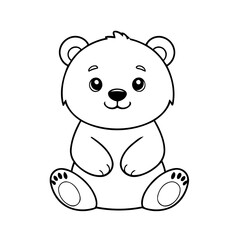 Simple vector illustration of Bear for toddlers colouring page