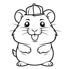 Simple vector illustration of Hamster for toddlers colouring page