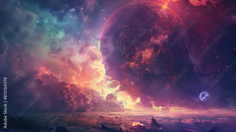 Poster exploring the realms of the world beyond or the vastness of outer space through the lens of imaginat