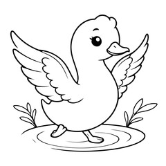 Cute vector illustration Swan for kids coloring activity page