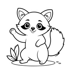 Simple vector illustration of Raccoon drawing colouring activity