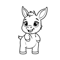 Cute vector illustration Donkey for children colouring activity