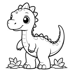 Cute vector illustration Brachiosaurus hand drawn for kids page