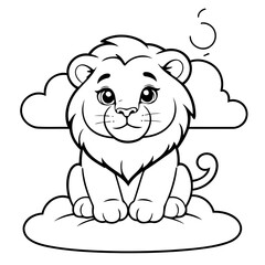 Cute vector illustration Lion doodle for toddlers worksheet