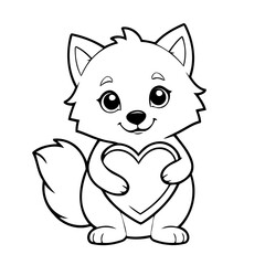 Simple vector illustration of Wolf drawing for toddlers coloring activity