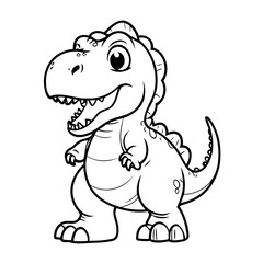 Vector illustration of a cute Tyrannosaurus doodle for kids coloring worksheet