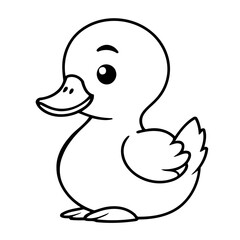 Simple vector illustration of Duck drawing for kids colouring page