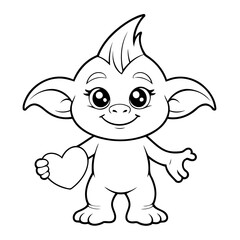 Simple vector illustration of Troll drawing for children page