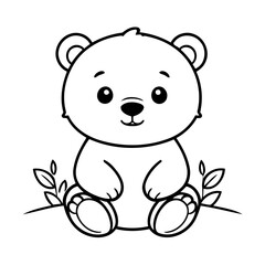 Simple vector illustration of Bear outline for colouring page
