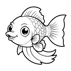 Cute vector illustration Guppy hand drawn for kids page