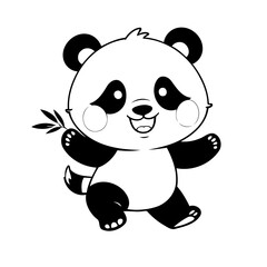Cute vector illustration Panda drawing for toddlers book