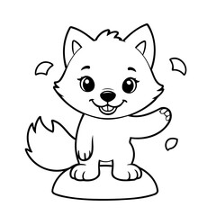 Simple vector illustration of Wolf hand drawn for kids page