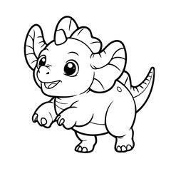 Cute vector illustration Triceratops drawing colouring activity
