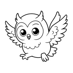 Cute vector illustration Owl hand drawn for kids page