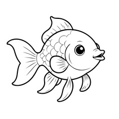 Simple vector illustration of Goldfish drawing for toddlers book