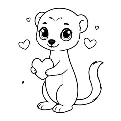 Cute vector illustration Meerkat drawing for kids colouring activity