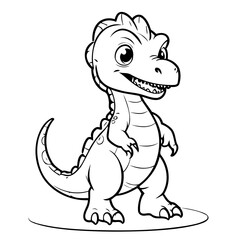 Vector illustration of a cute Velociraptor doodle colouring activity for kids