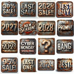 Sale label Metal grunge and rusty. AI generated illustration