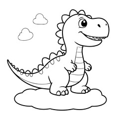 Cute vector illustration Spinosaurus doodle for kids coloring worksheet
