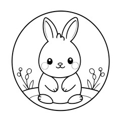 Cute vector illustration Bunny for kids colouring worksheet
