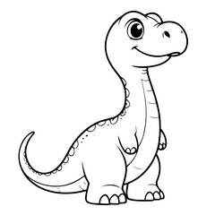 Simple vector illustration of Brachiosaurus drawing for toddlers coloring activity