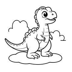 Vector illustration of a cute Velociraptor drawing for kids colouring activity