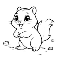 Simple vector illustration of Chipmunk doodle for toddlers worksheet