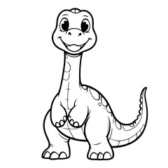 Vector illustration of a cute Brachiosaurus drawing colouring activity