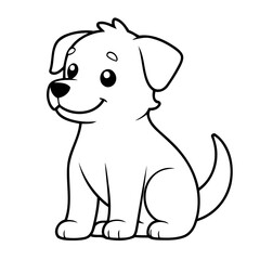 Simple vector illustration of Dog outline for colouring page