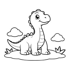 Cute vector illustration Brachiosaurus doodle for toddlers worksheet