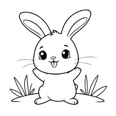 Vector illustration of a cute Rabbit doodle for kids colouring page