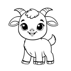 Cute vector illustration Goat drawing for colouring page