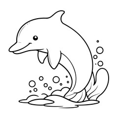 Obraz premium Vector illustration of a cute Dolphin drawing for toddlers book