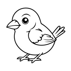 Vector illustration of a cute Sparrow drawing colouring activity