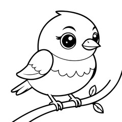 Vector illustration of a cute Bird drawing for kids page