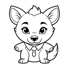 Simple vector illustration of Hyena drawing for toddlers colouring page