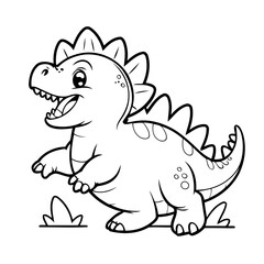 Cute vector illustration Stegosaurus for kids colouring page