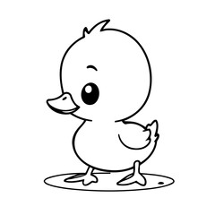 Cute vector illustration Duck doodle for toddlers coloring activity