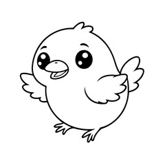Vector illustration of a cute Bird doodle colouring activity for kids
