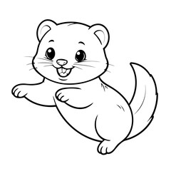 Simple vector illustration of Ferret for kids coloring page