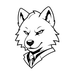 Simple vector illustration of Wolf drawing for children page