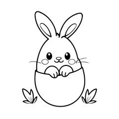 Simple vector illustration of Bunny drawing for toddlers book