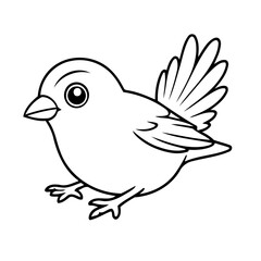 Vector illustration of a cute Sparrow drawing for toddlers coloring activity