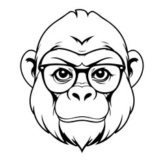 Cute vector illustration Gorilla for kids coloring activity page