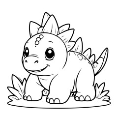 Cute vector illustration Stegosaurus drawing for kids colouring page