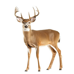 Whitetailed deer standing in front of plain Png background, a white-tailed deer isolated on transparent background