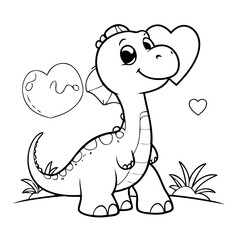 Simple vector illustration of Diplodocus hand drawn for kids page
